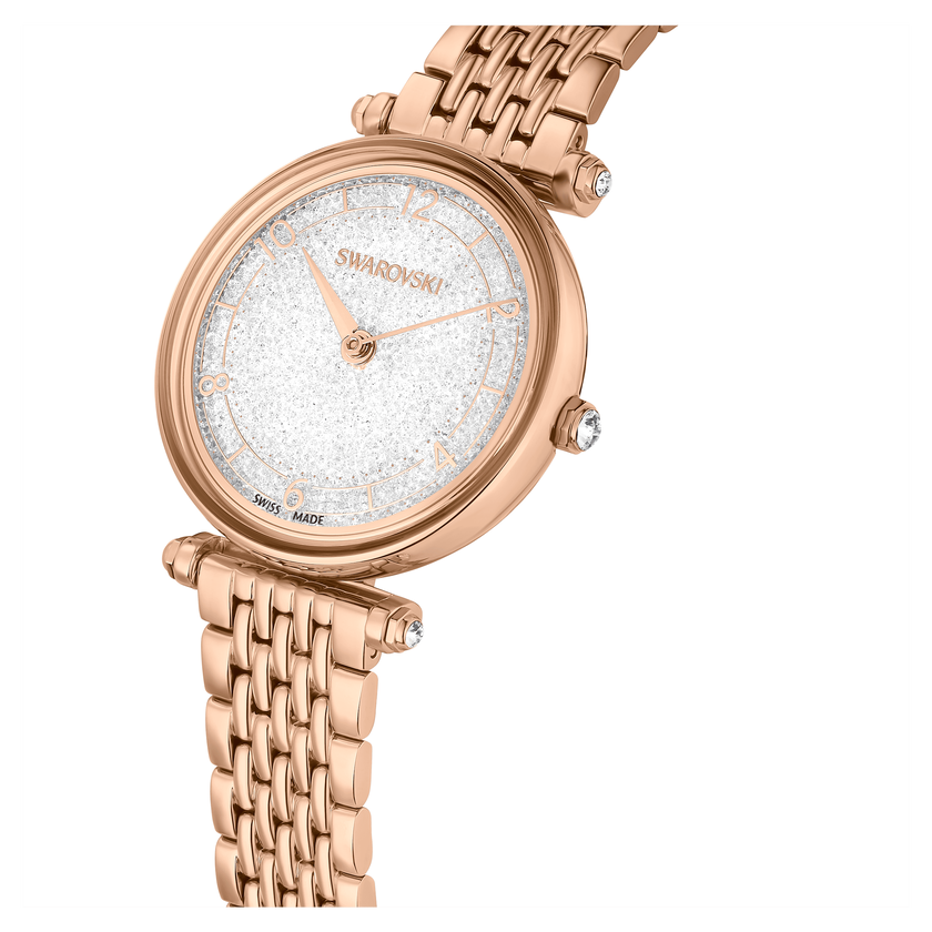 swarovski crystalline wonder watch  swiss made  metal bracelet  rose gold tone  rose gold tone finish