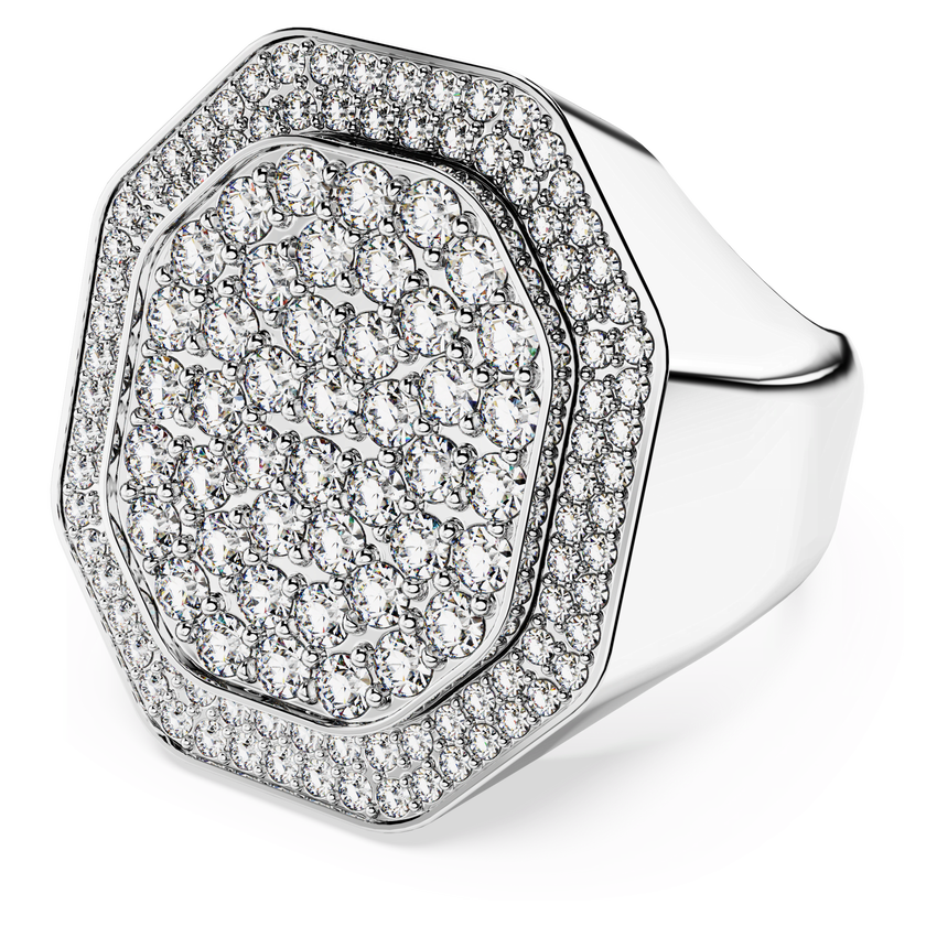 swarovski dextera cocktail ring  octagon shape  white  rhodium plated