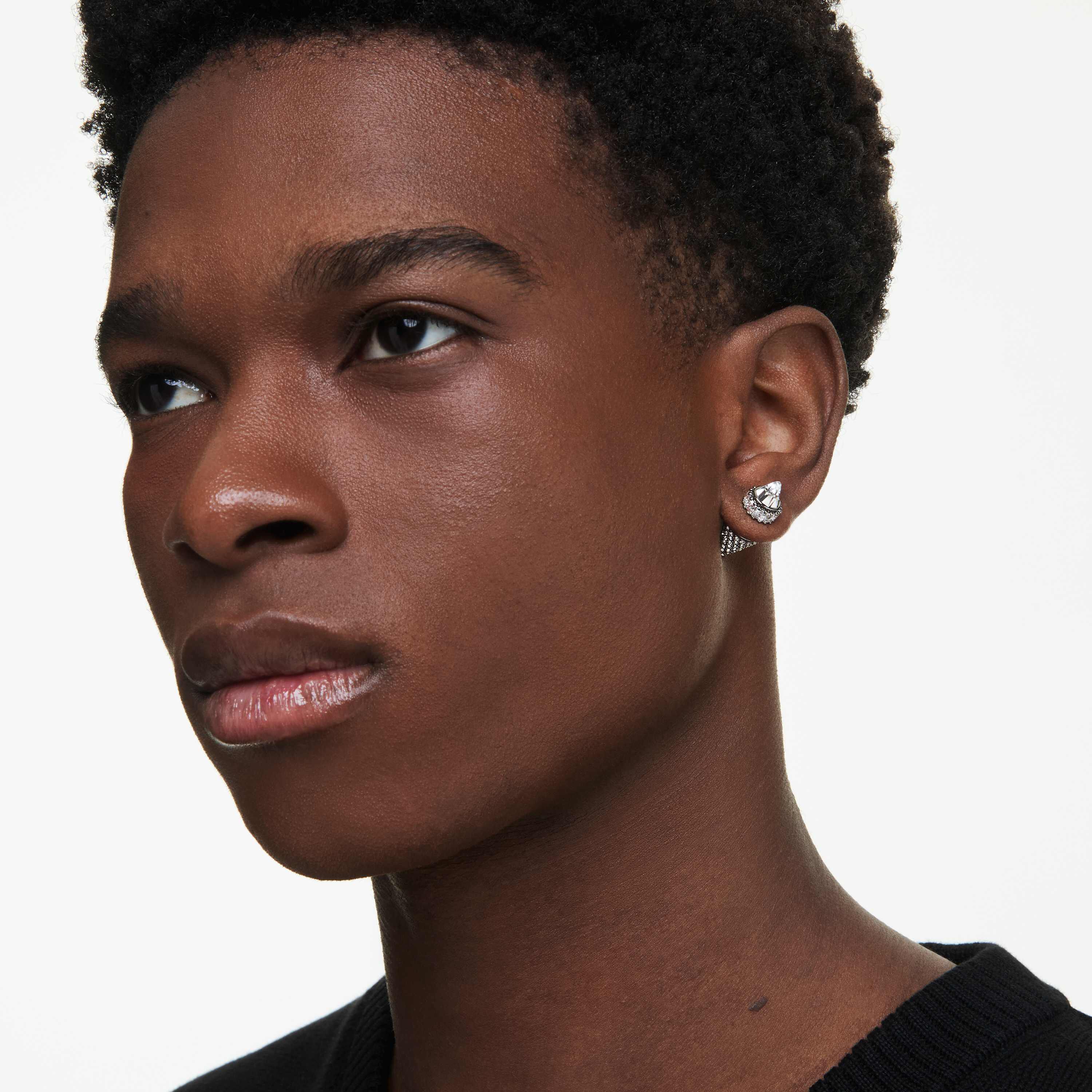 swarovski sublima stud earrings  spike  white  ruthenium plated