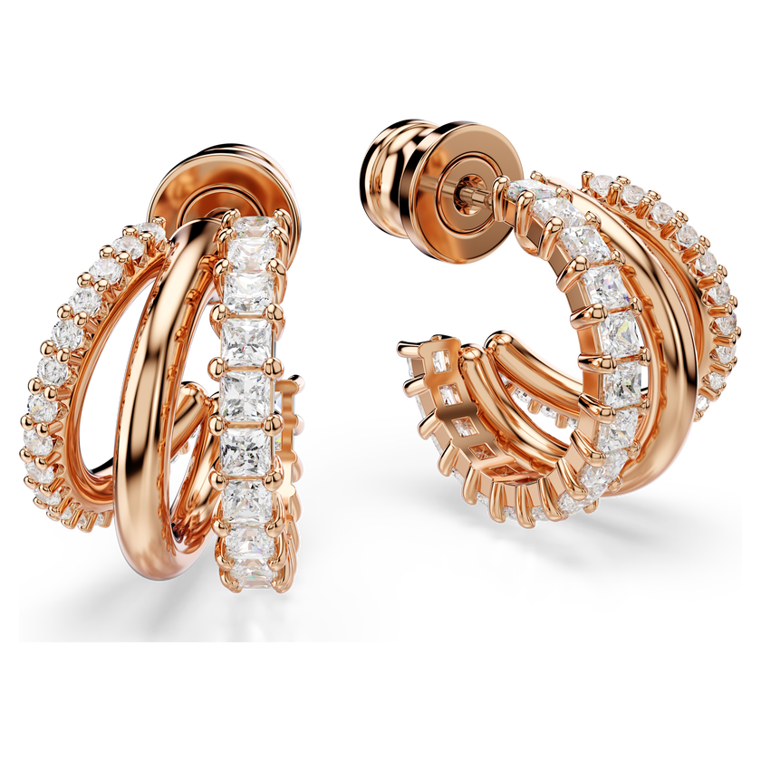 swarovski hyperbola hoop earrings  mixed cuts  mini  white  rose gold tone plated