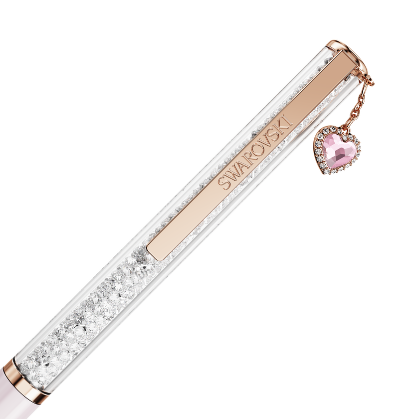 swarovski crystalline ballpoint pen  heart  pink  pink lacquered  rose gold tone plated
