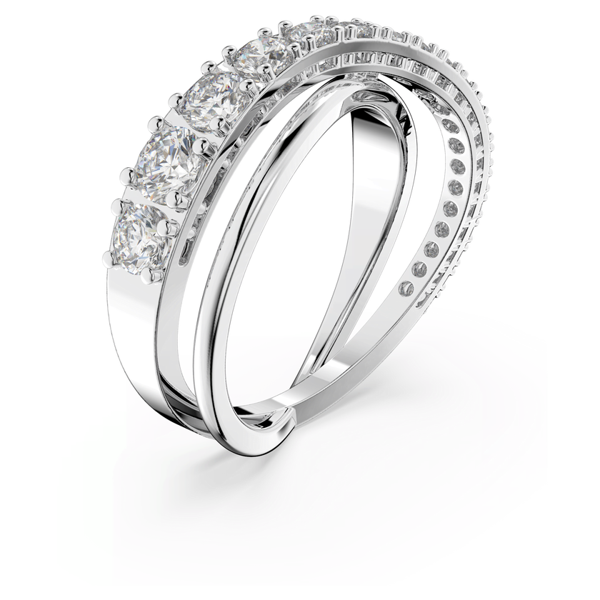 swarovski hyperbola ring  round cut  white  rhodium plated