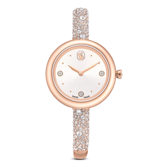 swarovski sublima bangle watch  swiss made  metal bracelet  rose gold tone  rose gold tone finish