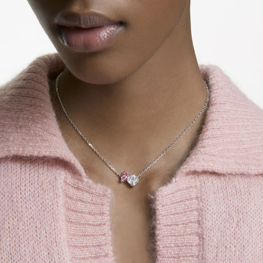 Attract Soul Necklace, Pink, Rhodium plated