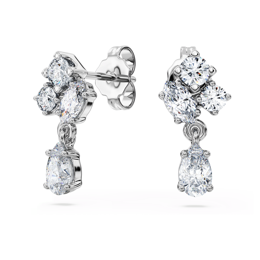 swarovski galaxy drop earrings  laboratory grown diamonds 0 75 ct tw  18k white gold