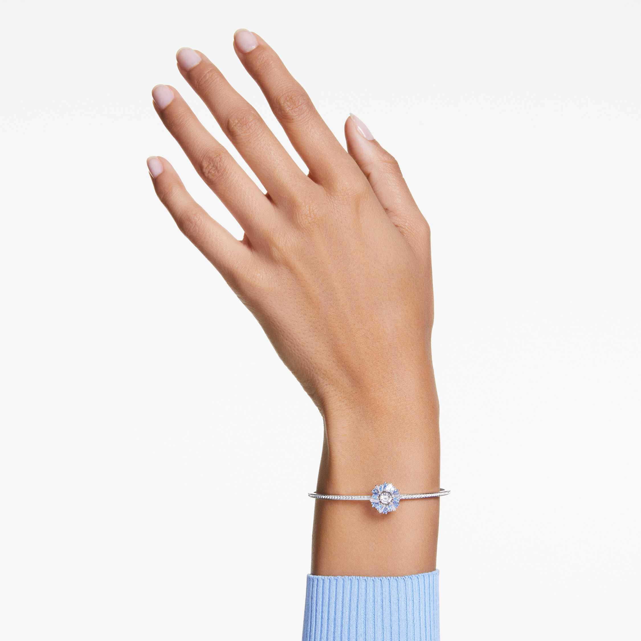 Buy Swarovski Idyllia bangle, Flower, Blue, Rhodium plated