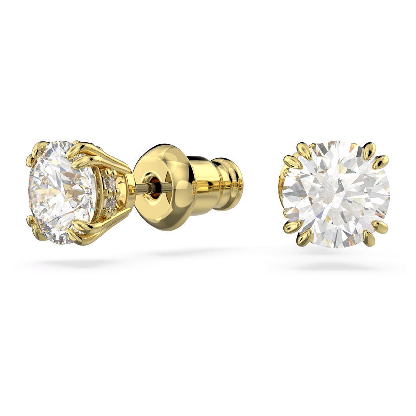 swarovski stilla stud earrings  round cut  white  gold tone plated