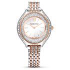 swarovski crystalline aura watch metal bracelet white rose gold tone finish