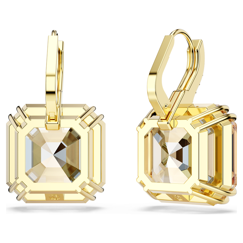 swarovski millenia drop earrings  mixed cuts  caramel  gold tone plated