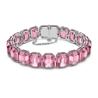 Millenia bracelet, Octagon cut crystals, Pink, Rhodium plated swarovski millenia bracelet octagon cut crystals pink rhodium plated