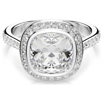 swarovski una angelic halo ring  cushion cut  white  rhodium plated