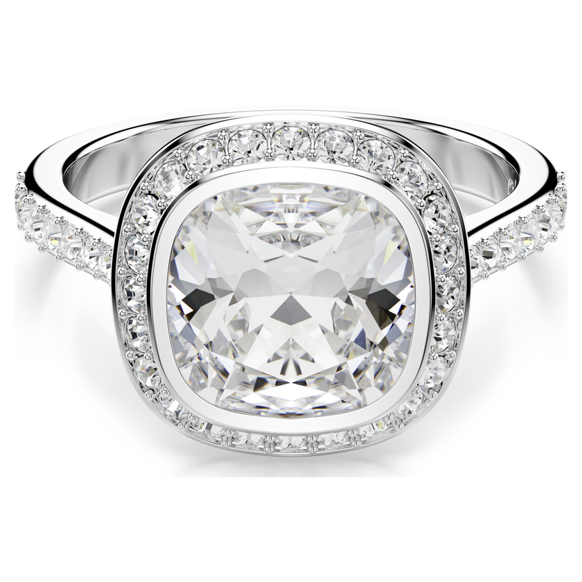 swarovski una angelic halo ring  cushion cut  white  rhodium plated