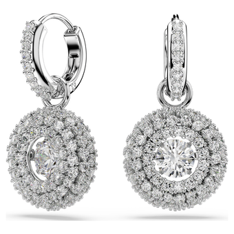 swarovski sublima drop earrings  round cut  white  rhodium plated