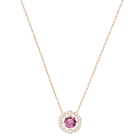 Swarovski Sparkling Dance Round Necklace, Red, Rose-gold tone plated