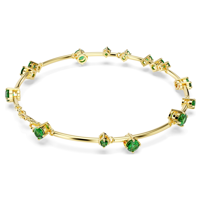 swarovski constella bangle  mixed round cuts  green  gold tone plated