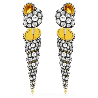 swarovski idyllia drop earrings  asymmetrical design  round cut  shell  white  mixed metal finish