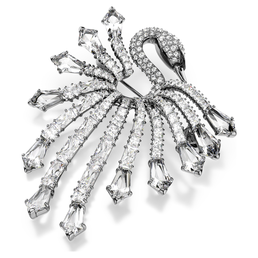 swarovski the vienna collection brooch  swan  white  ruthenium plated