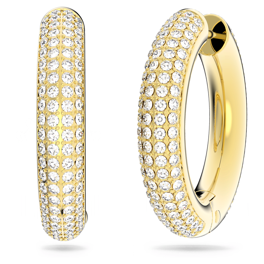 swarovski dextera hoop earrings  medium  white  gold tone plated