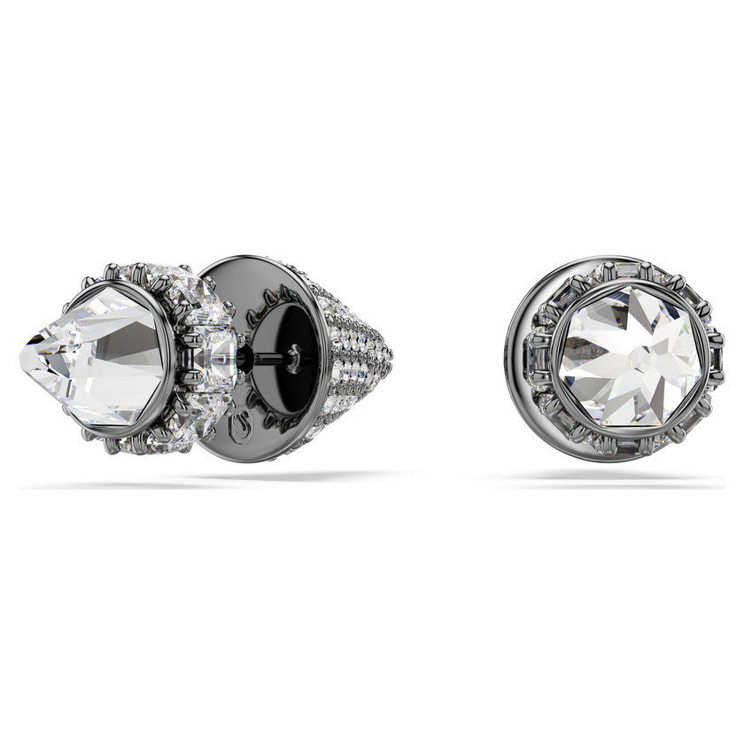 swarovski sublima stud earrings  spike  white  ruthenium plated