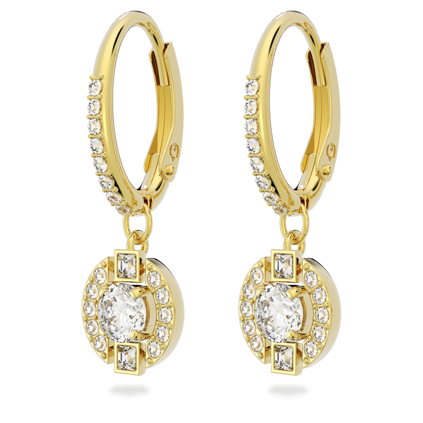 swarovski sparkling dance drop earrings  round cut  white  gold tone plated