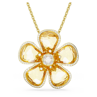 Florere necklace, Flower, Yellow, Gold-tone plated swarovski florere necklace  flower  yellow  gold tone plated