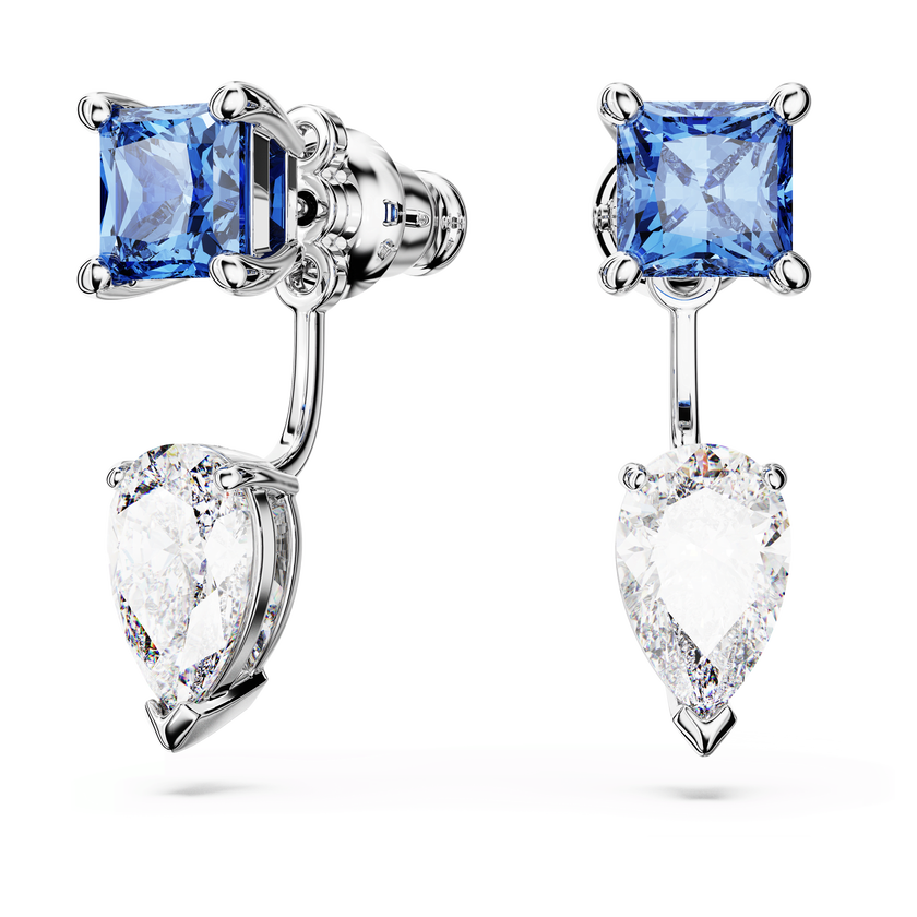 swarovski mesmera earring jackets  mixed cuts  detachable  blue  rhodium plated