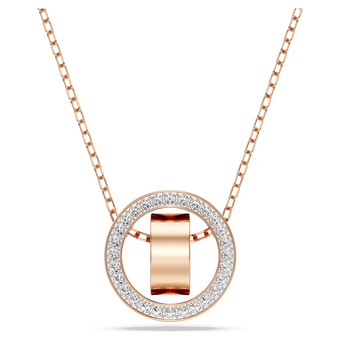swarovski hollow pendant circle white rose gold tone plated