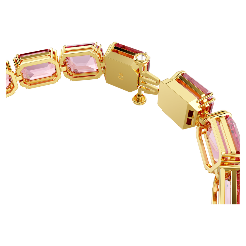 swarovski millenia tennis bracelet  octagon cut  color gradient  pink  gold tone plated