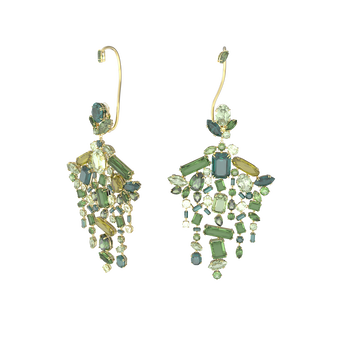 Gema earrings, Green, Gold-tone plated