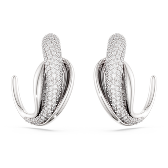 swarovski classica hoop earrings  statement  round cut  white  sterling silver