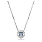 Angelic necklace, Square cut, Blue, Rhodium plated