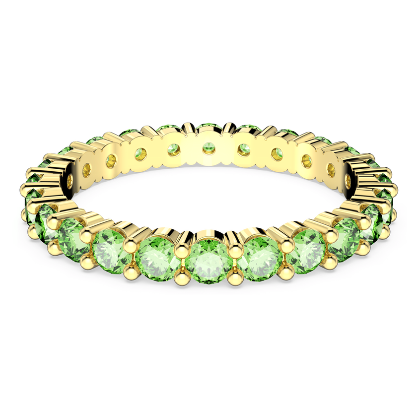 swarovski matrix ring  round cut  green  gold tone plated