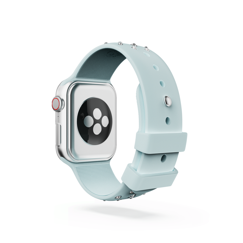 swarovski watch strap  silicone with stitching  green  stainless steel