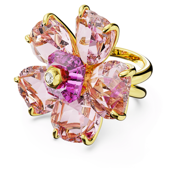 swarovski idyllia cocktail ring flower pink gold tone plated