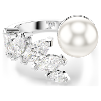 swarovski mesmera open ring  crystal pearl  marquise cut  white  rhodium plated