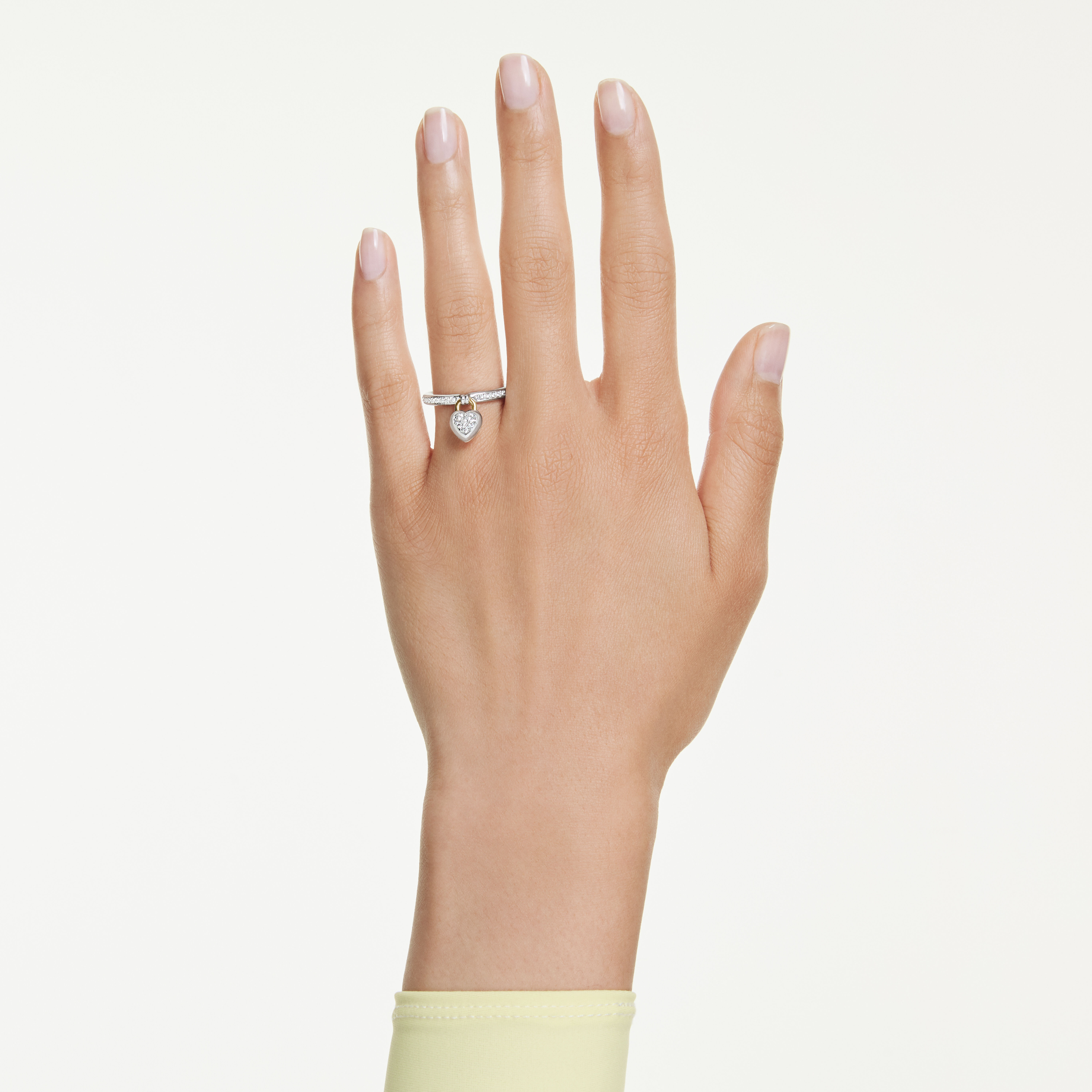 swarovski idyllia motif ring  mixed cuts  heart  multicolored  mixed metal finish