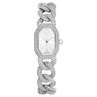 swarovski dextera chain watch  swiss made  crystal bracelet  silver tone  stainless steel