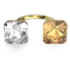 swarovski chroma ring pyramid cut crystals multicolored gold tone plated
