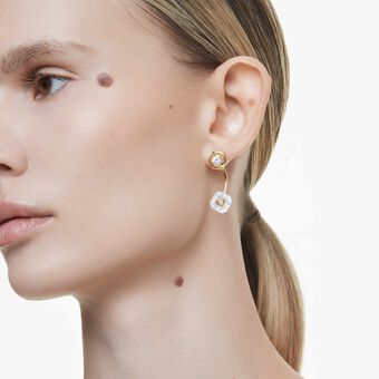 swarovski numina earring jackets  mixed cuts  white  gold tone plated