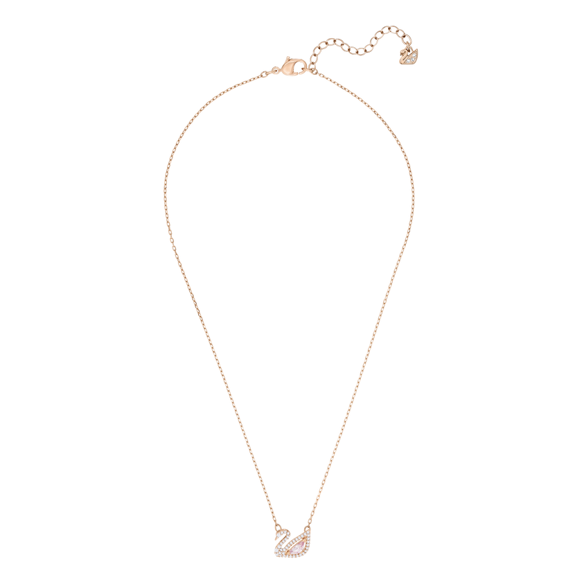 Dazzling Swan Necklace, Multi-colored, Rose gold plating