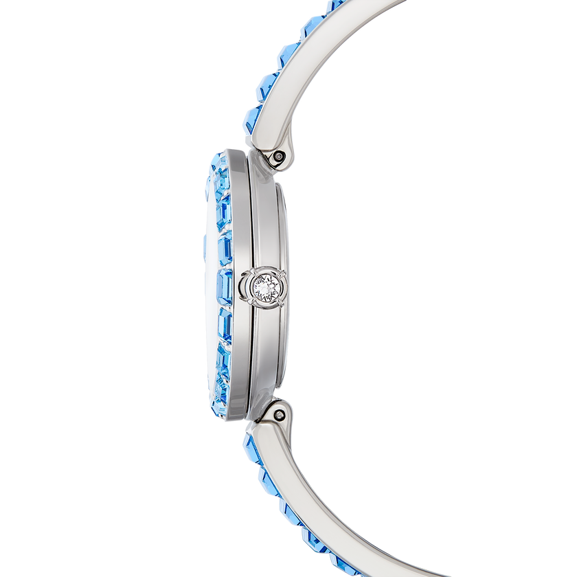 swarovski matrix bangle watch  swiss made  crystal bracelet  blue  stainless steel