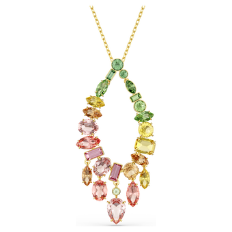 swarovski gema pendant  mixed cuts  multicolored  gold tone plated