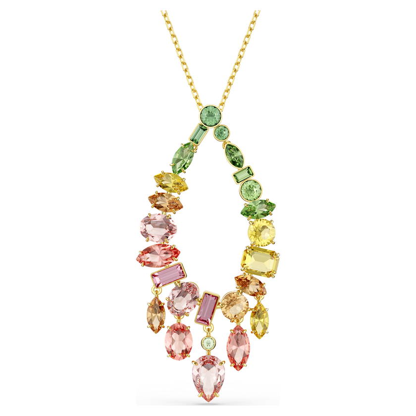 swarovski gema pendant  mixed cuts  multicolored  gold tone plated