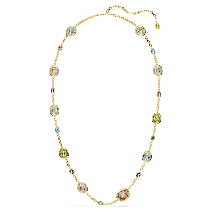 swarovski chroma strandage  octagon cut  multicolored  gold tone plated