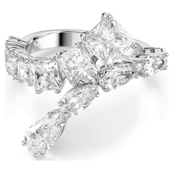 swarovski matrix ring mixed cuts white rhodium plated