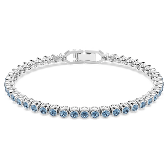 swarovski imber emily tennis bracelet round cut blue rhodium plated