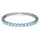 swarovski matrix tennis bracelet round cut blue rhodium plated