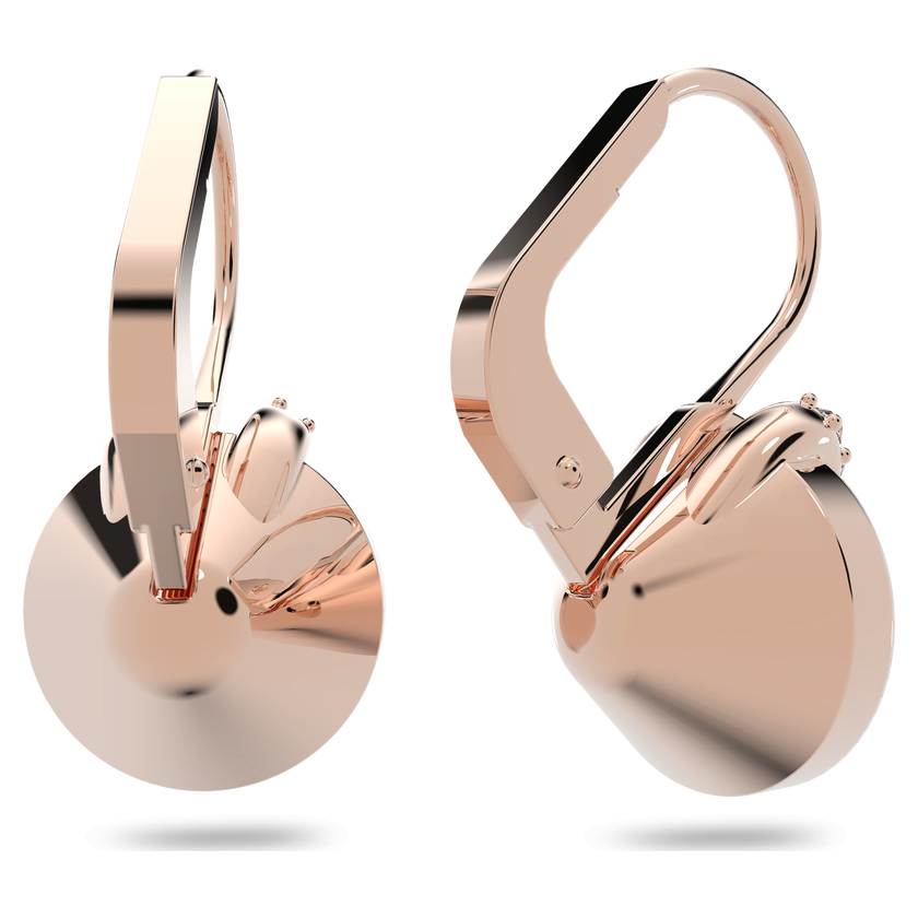 swarovski bella v drop earrings  round cut  gray  rose gold tone plated