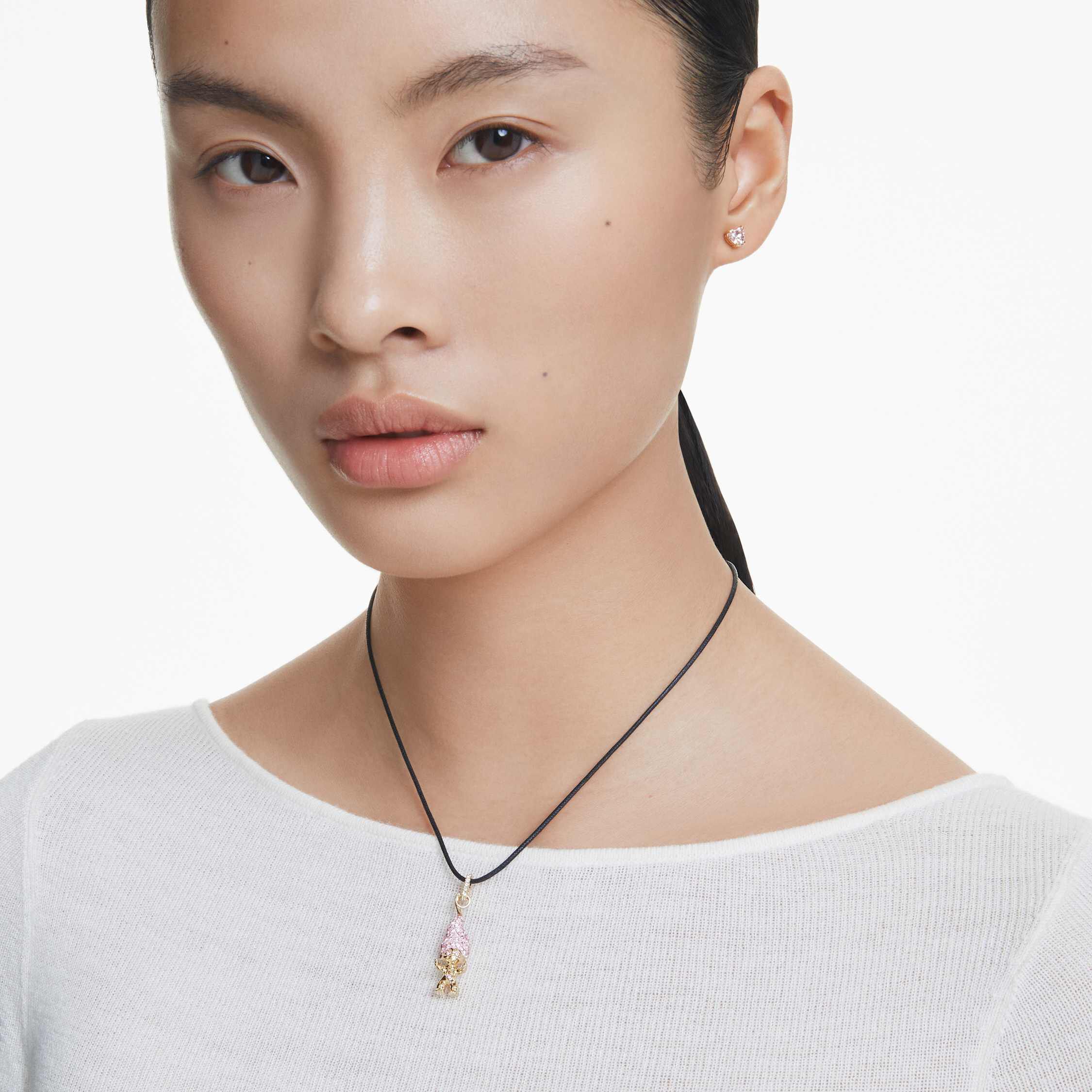 swarovski good luck trolls set  troll  pink  gold tone plated