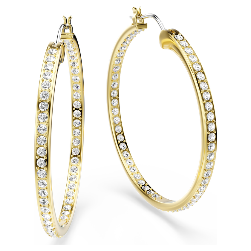 swarovski sommerset hoop earrings  white  18k gold finish